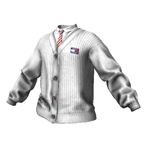 Белый вязаный кардиган с рубашкой Tommy Vercetti